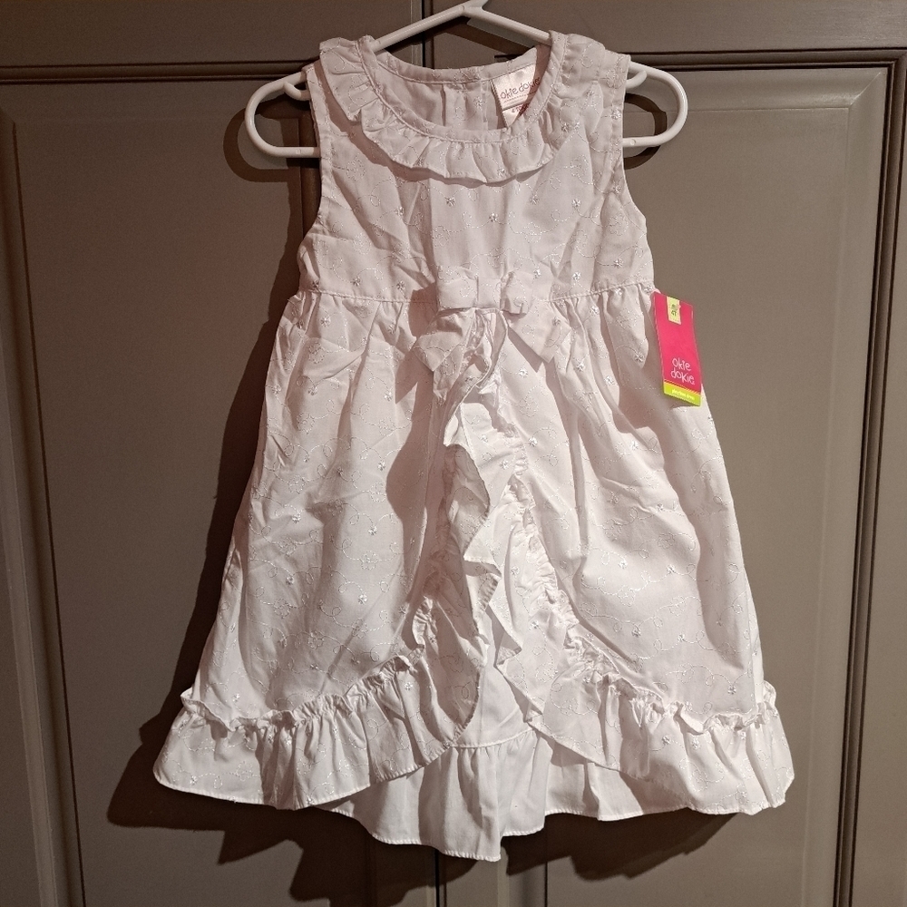 Okie Dokie white embroidered dress size 4T New